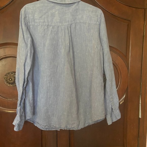 Cold Water Creek Blue Linen Blouse - Picture 3 of 4